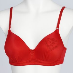 SILKSECRET TEA PINK HEART EMBROIDED BRA